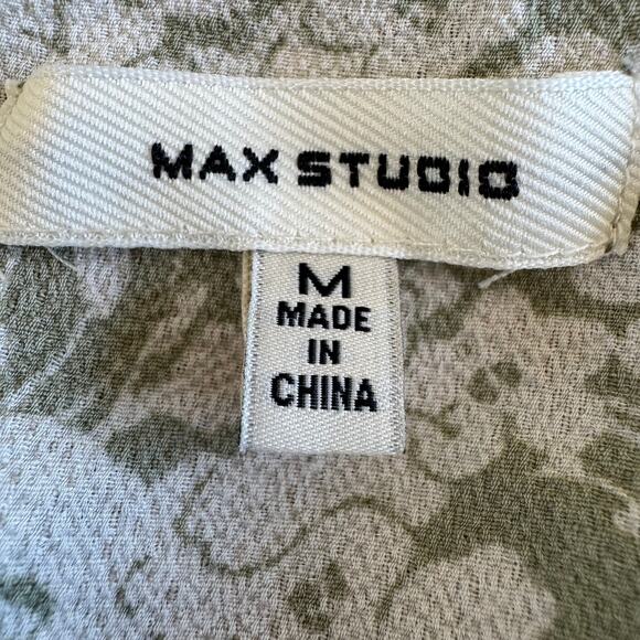 Max Studio Green Floral Ruffle Tulip Sleeve Midi Wrap Belted Dress- Med- Cottage - Picture 10 of 12